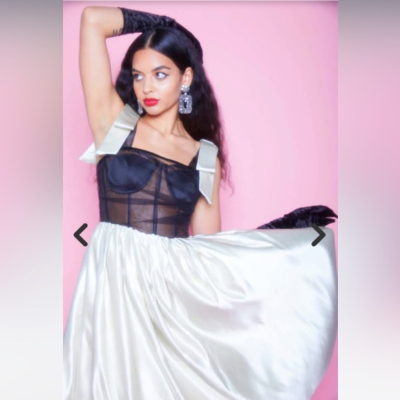 NWT - Autumn Adeigbo | Black and Cream Alicia Dress - Sz. 6 - Picture 2 of 11